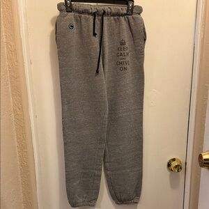 The Chivery Gray Sweatpants with Keep Calm and Chive On Print